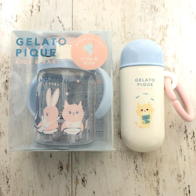 gelato pique(ジェラートピケ)のジェラートピケ ストローマグとスナックケースのセット キッズ/ベビー/マタニティの授乳/お食事用品(マグカップ)の商品写真