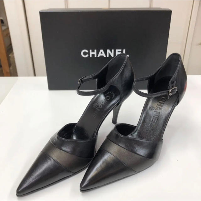 レディース美品！CHANEL アンクルストラップ ヒール パンプス(36 23.0cm)