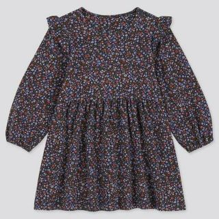 ユニクロ(UNIQLO)のワンピース　ユニクロ　花柄　プリント　ワンピース　キッズ　女の子　100(ワンピース)