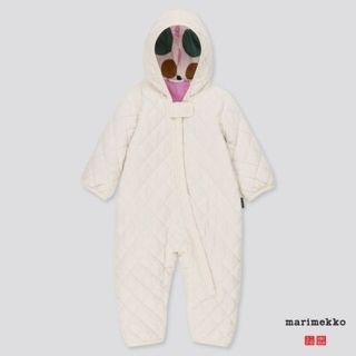 マリメッコ(marimekko)の海外限定 marimekko×ユニクロ カバーオール白80 マリメッコ 新品(カバーオール)