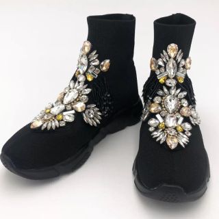 ロジェヴィヴィエ(ROGER VIVIER)のビジューブラックシューズ36(スニーカー)