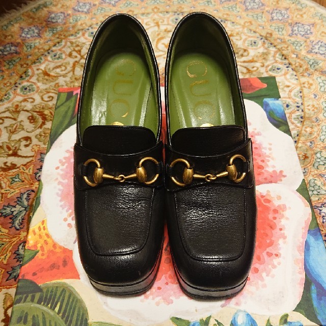 Gucci - GUCCI グッチレザー プラットフォーム ホースビット