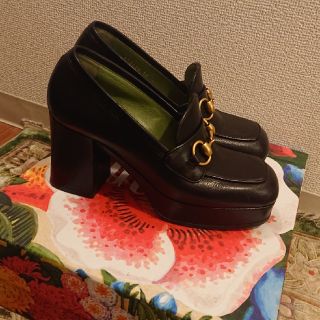 Gucci - GUCCI グッチレザー プラットフォーム ホースビット