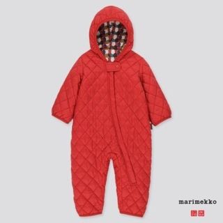 マリメッコ(marimekko)の海外限定 marimekko×ユニクロ カバーオール赤70 マリメッコ 新品(カバーオール)