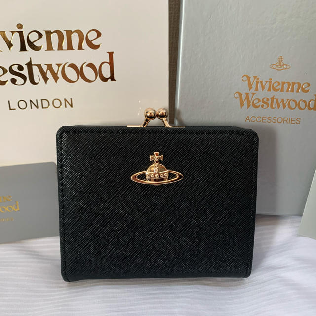 再再販！ Vivienne Westwood - 【VIVIENNE WESTWOOD】二つ折り財布　ブラック 財布