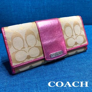 コーチ(COACH)の美品⭐️【COACH】シグネチャーメタリックレザー長財布(財布)