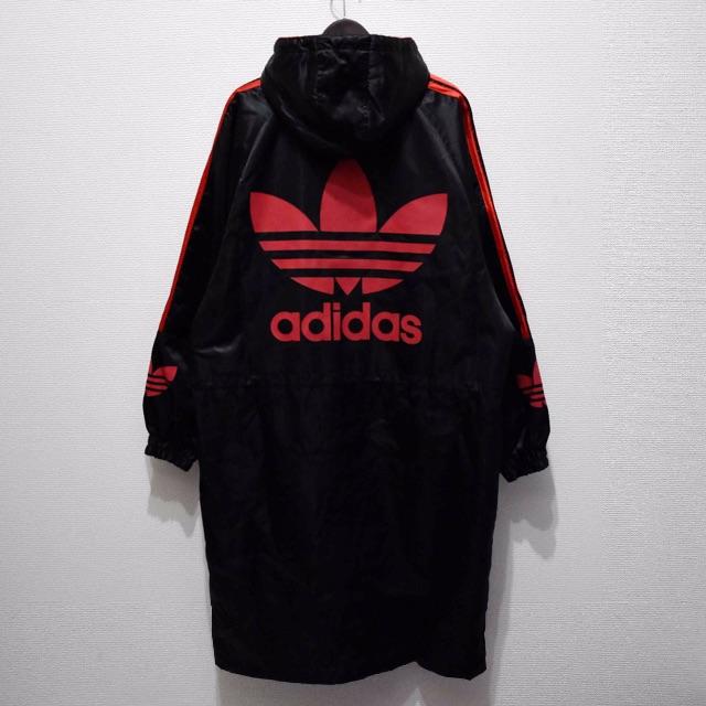 adidas 裏ボア ロングコート黒赤 デサント製 80s 90sビンテージ