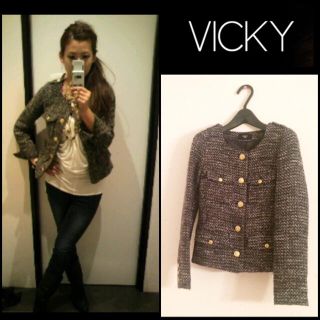 ビッキー(VICKY)のVICKY ツィードジャケット(ノーカラージャケット)