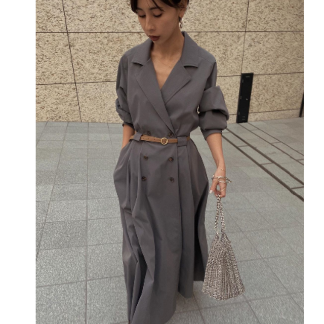 Ameri VINTAGE  LONG COAT LIKE BELT DRESS