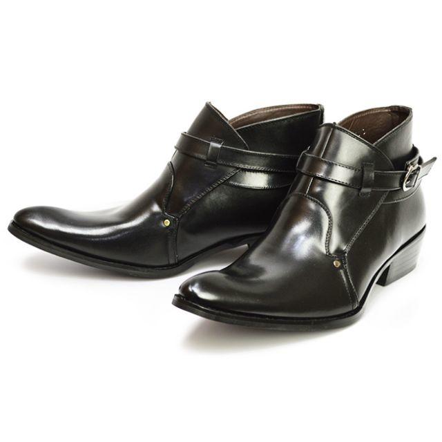【新品】メンズ ブーツ ベルト 革靴 ブラック 25.5~27.5cm