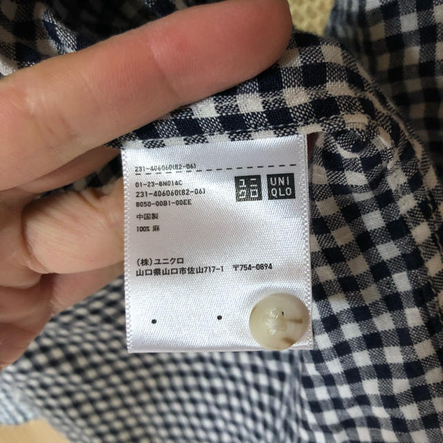 UNIQLO(ユニクロ)のギンガムチェックリネンシャツ UNIQLO Mサイズ レディースのトップス(シャツ/ブラウス(長袖/七分))の商品写真