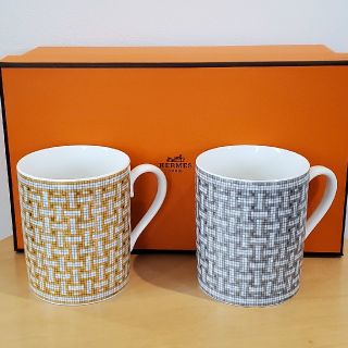 エルメス(Hermes)のエルメス　モザイクマグカップ　オレンジ&グレー(食器)