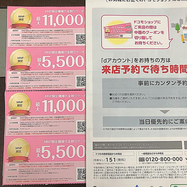 NTTdocomo(エヌティティドコモ)のドコモ クーポン券 4枚 チケットの優待券/割引券(その他)の商品写真