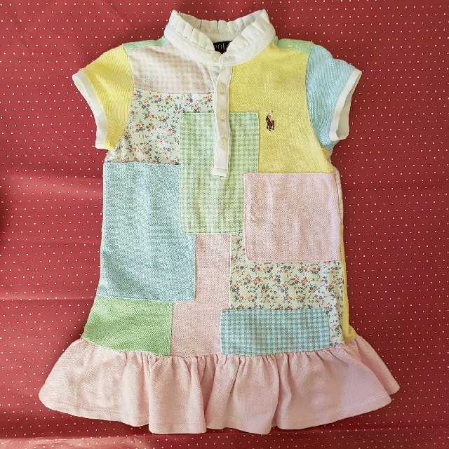 POLO RALPH LAUREN(ポロラルフローレン)のラルフローレン　パッチワーク　ワンピース　90  2/2T キッズ/ベビー/マタニティのキッズ服女の子用(90cm~)(ワンピース)の商品写真