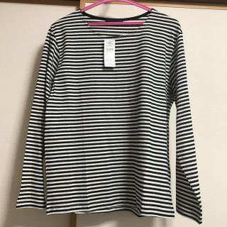 ボーダー長Tシャツ　黒LL 未使用品(カットソー(長袖/七分))