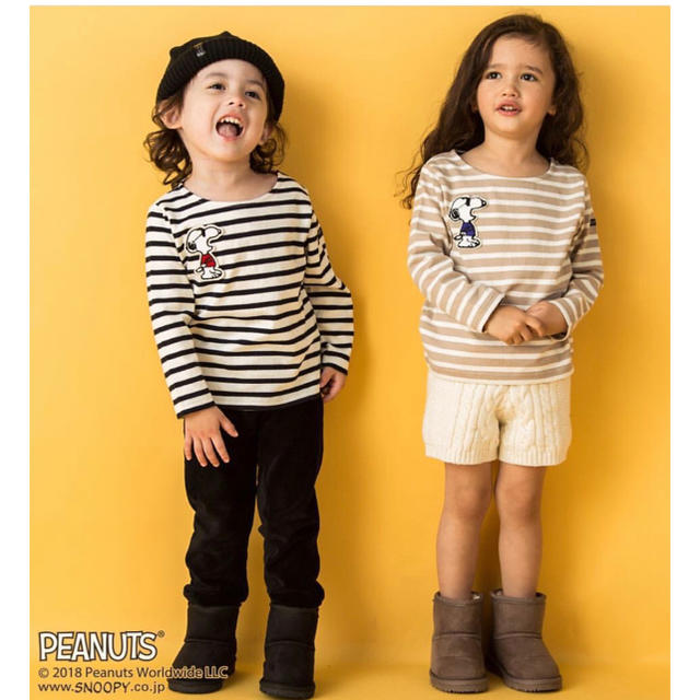 petit main(プティマイン)のスヌーピーボーダーTシャツ2枚セット キッズ/ベビー/マタニティのキッズ服男の子用(90cm~)(Tシャツ/カットソー)の商品写真