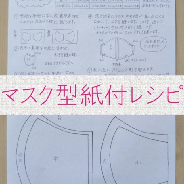 医療 用 防護 マスク - ハンドメイド マスク 型紙付レシピ マスクゴムセットの通販