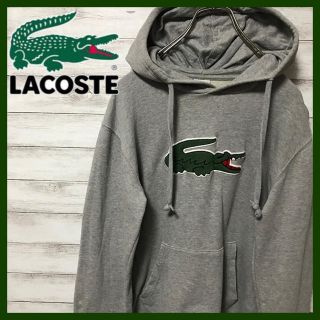 ラコステ(LACOSTE)のひで様専用ラコステ★ビッグワッペン　刺繍ロゴ　スウェットパーカー　グレー(パーカー)