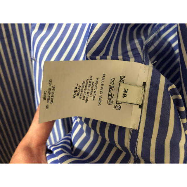 クーポン正規品 【最終値下げ】BALENCIAGA ストライプピンチドカラーシャツ 17SS シャツ