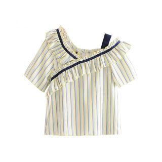 ザラ(ZARA)の998★春新作 マルチストライプ 肩出し ブラウス(シャツ/ブラウス(半袖/袖なし))