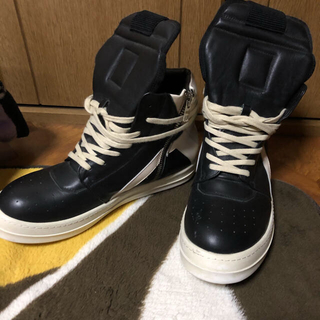 リックオウエンス(Rick Owens)のRick Owens ブラック & オフホワイト Geobasket スニーカー(スニーカー)