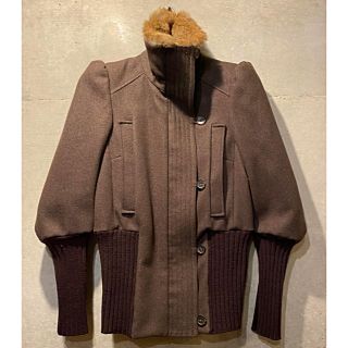 マルタンマルジェラ(Maison Martin Margiela)のVERONIQUE BRANQUINHO｜ファー付きウールショートコート(毛皮/ファーコート)