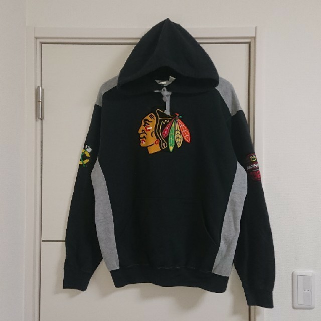 NHL ブラックホークス パーカー 刺繍ロゴ スポーツ系 ホッケー