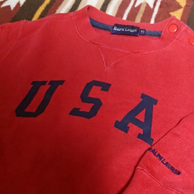 POLO RALPH LAUREN(ポロラルフローレン)のPOLO RALPH LAUREN ポロラルフローレン80スウェット赤USA キッズ/ベビー/マタニティのベビー服(~85cm)(トレーナー)の商品写真