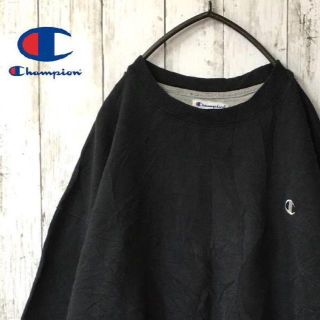 チャンピオン(Champion)の【ワンポイント刺繍ロゴ☆古着】Champion スウェット 黒ブラック人気カラー(スウェット)