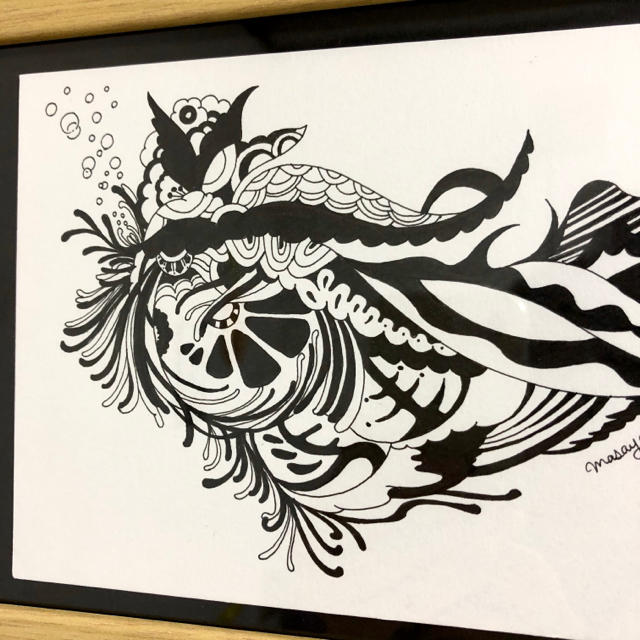金魚（ペン画） エンタメ/ホビーの美術品/アンティーク(絵画/タペストリー)の商品写真