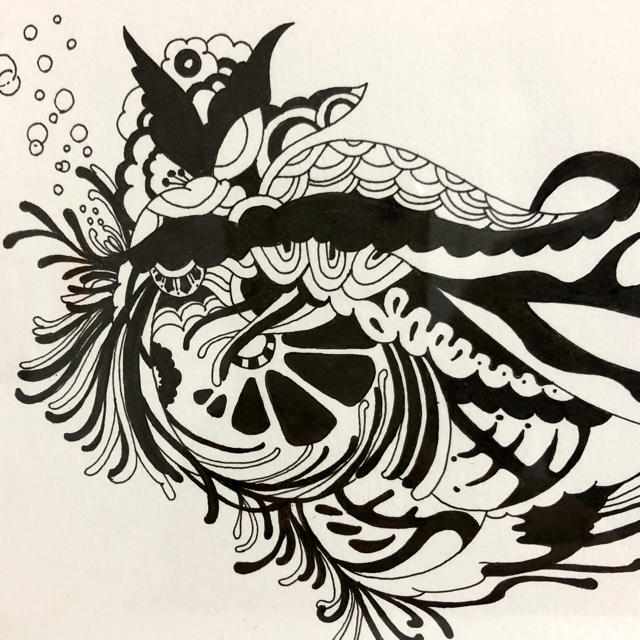 金魚（ペン画） エンタメ/ホビーの美術品/アンティーク(絵画/タペストリー)の商品写真