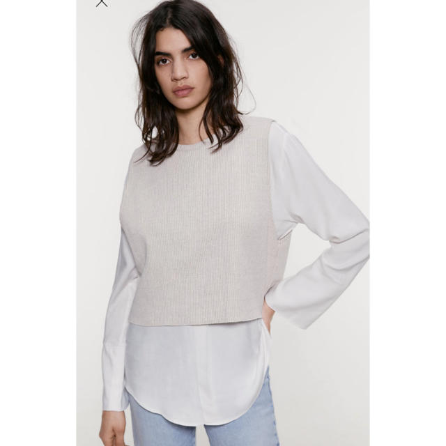 ZARA(ザラ)のZARA コントラストディティール入りトップス レディースのトップス(カットソー(長袖/七分))の商品写真