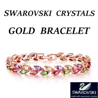 スワロフスキー(SWAROVSKI)の☆美品☆スワロフスキー クリスタル ゴールド ブレスレット No.30(ブレスレット/バングル)