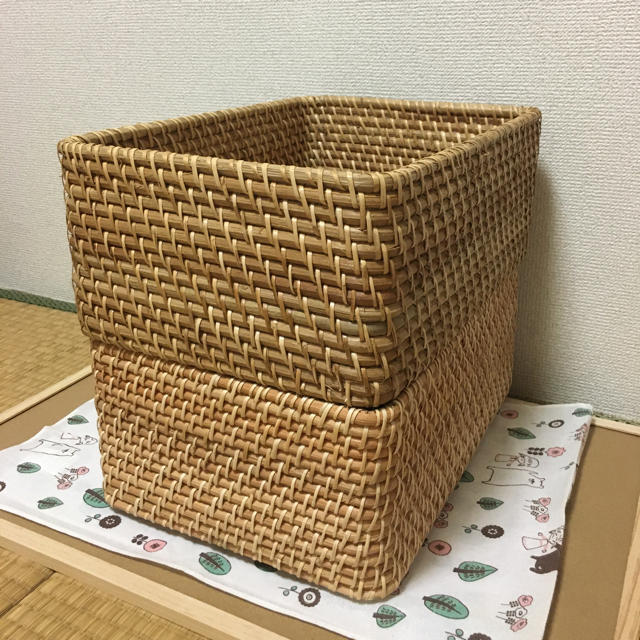 MUJI (無印良品)(ムジルシリョウヒン)の無印ラタンバスケット中6個セット　アウトレット品 インテリア/住まい/日用品のインテリア小物(バスケット/かご)の商品写真