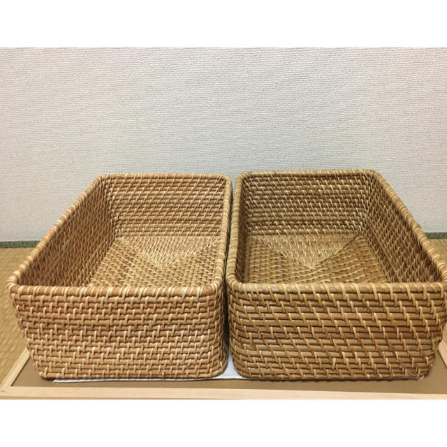 MUJI (無印良品)(ムジルシリョウヒン)の無印ラタンバスケット中6個セット　アウトレット品 インテリア/住まい/日用品のインテリア小物(バスケット/かご)の商品写真