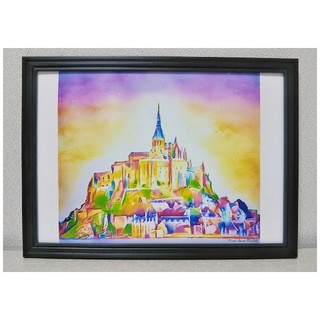 【虹色 Mont Saint Michel】A4サイズ オリジナルアートポスター(アート/写真)