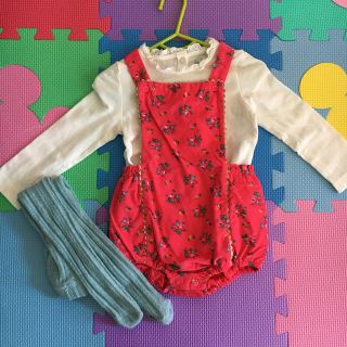 ボーデン(Boden)のみー32様専用♡mini boden 花柄サロペット サイズ85 3点セット(ロンパース)