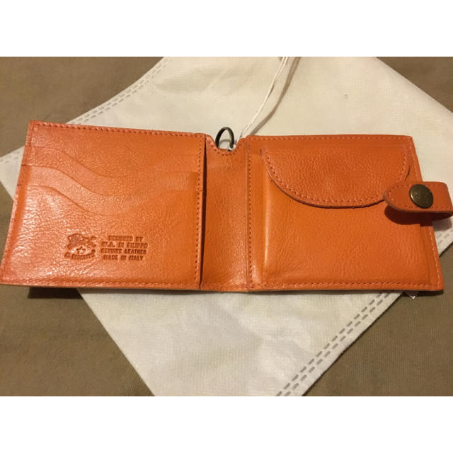 未使用 イルビゾンテ 正規品 イタリアンレザー 折り財布 オレンジ 紙袋つき 1