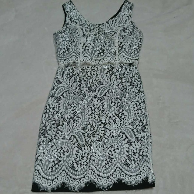 キャバ ドレス ワンピース 上下 レース ホワイト レディースのフォーマル/ドレス(ナイトドレス)の商品写真