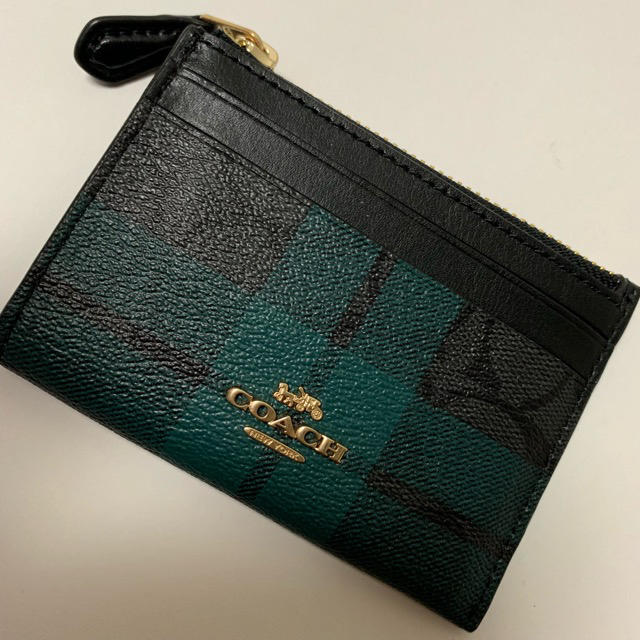 COACH(コーチ)の専用ページ　COACH コーチ カードケース  グリーン チェック シグネチャー レディースのファッション小物(名刺入れ/定期入れ)の商品写真