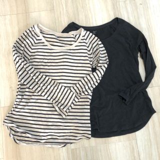 ギャップ(GAP)の長袖Tシャツ カットソー ボーダー&黒2枚セット GAP(Tシャツ(長袖/七分))