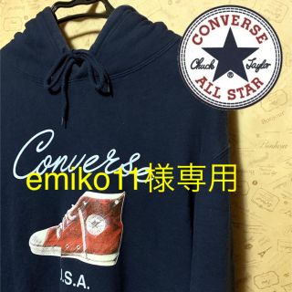 コンバース(CONVERSE)のコンバース　オールスターハイカットスニーカープリントパーカー　ネイビー レッド(パーカー)