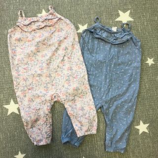 エイチアンドエム(H&M)の【moo-yuu様専用】H&M フリルロンパース　春夏秋　80 女の子(ロンパース)