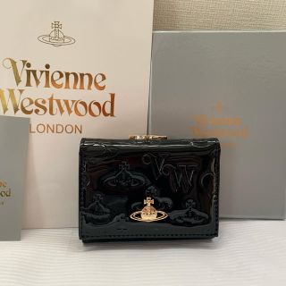 ヴィヴィアンウエストウッド(Vivienne Westwood)の【VIVIENNE WESTWOOD】三つ折り財布　エナメル　ブラック(財布)