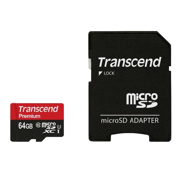 Transcend(トランセンド)の即納Transcend★microSDXCカード★64GB★TS64GUSDU1 スマホ/家電/カメラのスマートフォン/携帯電話(その他)の商品写真