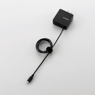 エレコム(ELECOM)の充電器 ACアダプター microUSB ケーブル 1m 1.8A出力 折畳式(バッテリー/充電器)