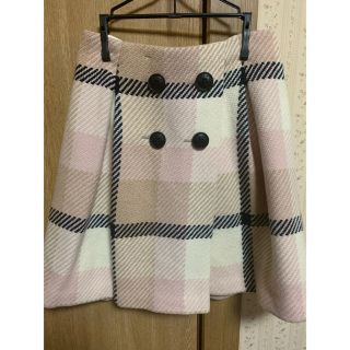 バーバリーブルーレーベル(BURBERRY BLUE LABEL)の☆試着のみ☆ブルーレーベルクレストビレッジ☆ピンクベージュチェック柄スカート(ひざ丈スカート)