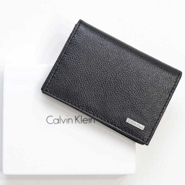 Calvin Klein(カルバンクライン)の新品 カルバンクライン カードケース 二つ折り 名刺入れ ブラック 大容量 本革 メンズのファッション小物(名刺入れ/定期入れ)の商品写真