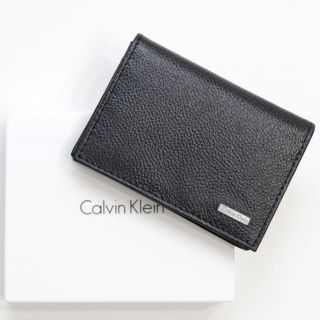 カルバンクライン(Calvin Klein)の新品 カルバンクライン カードケース 二つ折り 名刺入れ ブラック 大容量 本革(名刺入れ/定期入れ)