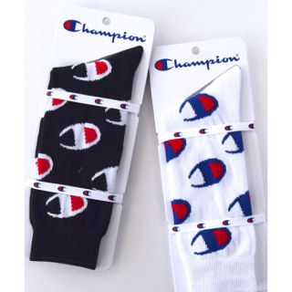 チャンピオン(Champion)の新品 CHAMPION チャンピオン ロゴソックス　白黒2足セット(ソックス)